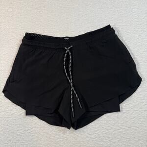 Athleta crest 2 in 1 shortie black womens shorts size 4 running gym